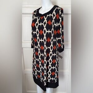 karin stevens Black, Cream & Rust Graphic Print Dress